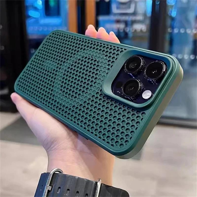 Dissipate Heat Magsafe Phone Case For iPhone 11 12 13 14 15 16 Pro Max Plus Magnetic Shockproof Bumper Back Cover
