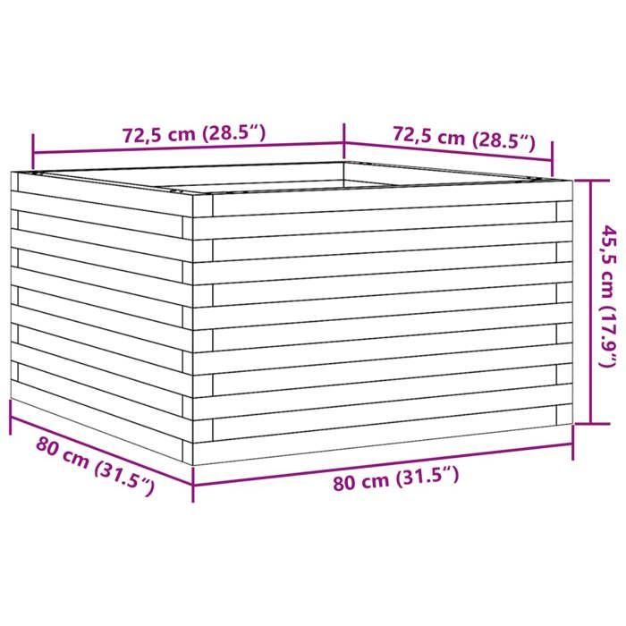 VidaXL Planter Wax Brown 80x80x45.5 Cm Solid Pine Wood, Outdoor Planter, Flower Box, Plant Box, 847260