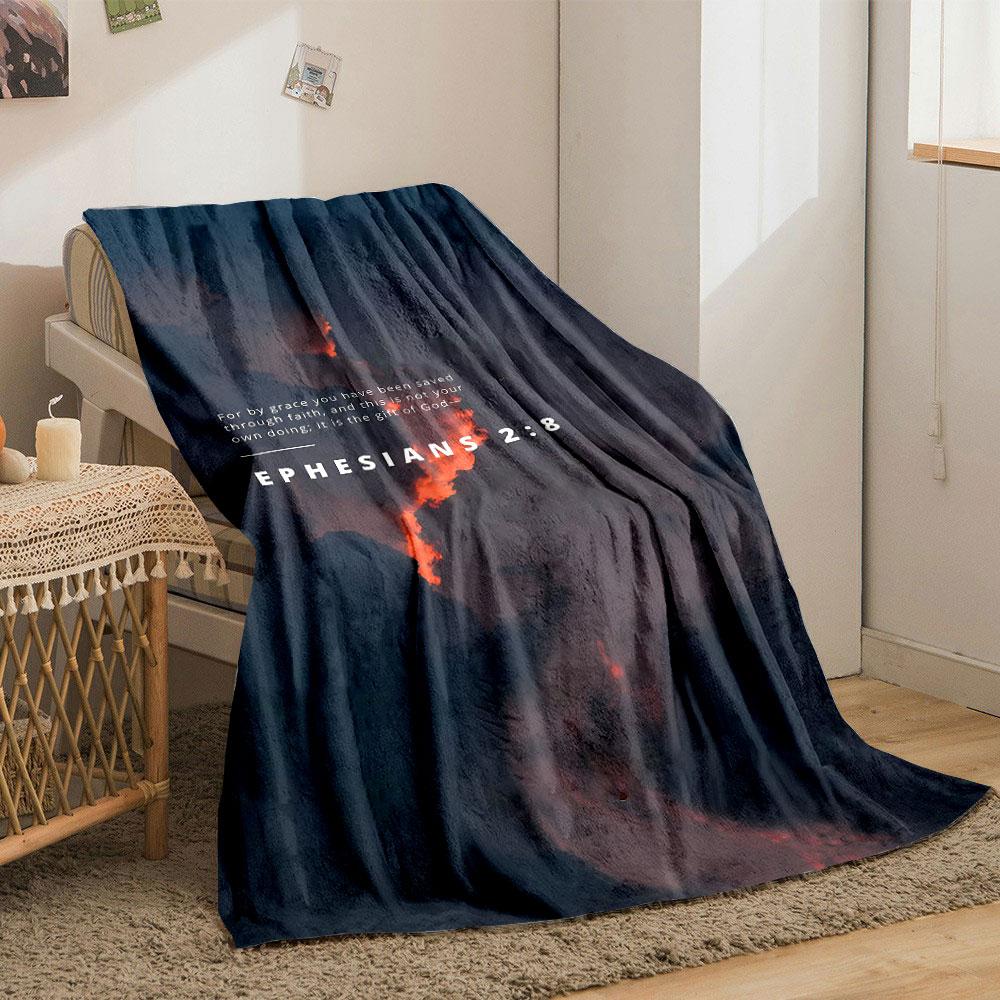 Ephesians 2:8 Scripture Cloud Print Blanket  Printed Blanket for Living Room Bed Couch Lunch Break Soft Cozy Blanket for Friend's Festival Gift