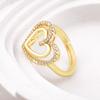 Nidin Temperament Romantic Heart Open Adjustable Rings for Women Girls Engagement Zircon Party Wedding Gift Jewelry Wholesale