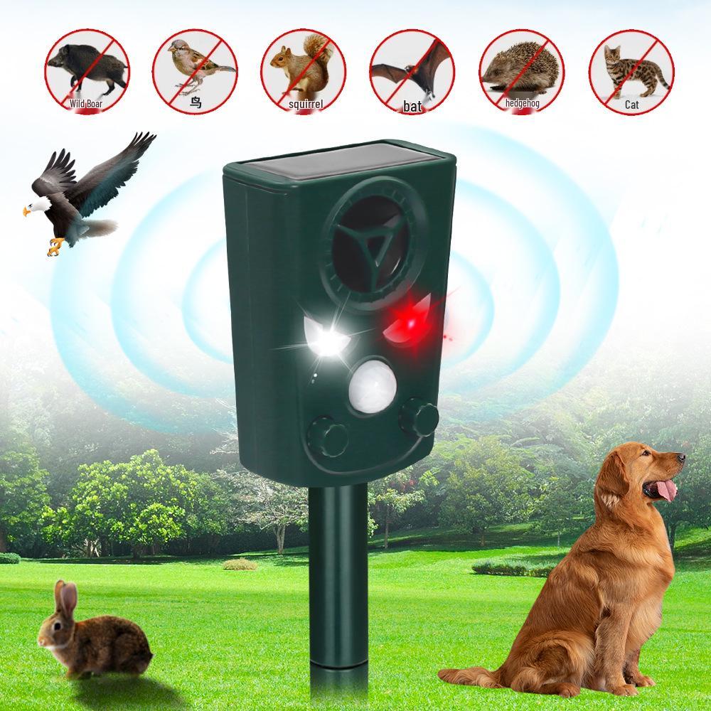 Repellente per Animali ad Ultrasuoni Alimentato a Energia Solare con Luci Lampeggianti per Gatti, Cani, Ratti e Uccelli