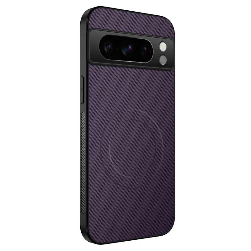 Carbon Fiber Texture Phone Case For Google Pixel 7 6 Pro 8A Magnetic Wireless Charging Shockproof Silicone Soft Back Cover Cases