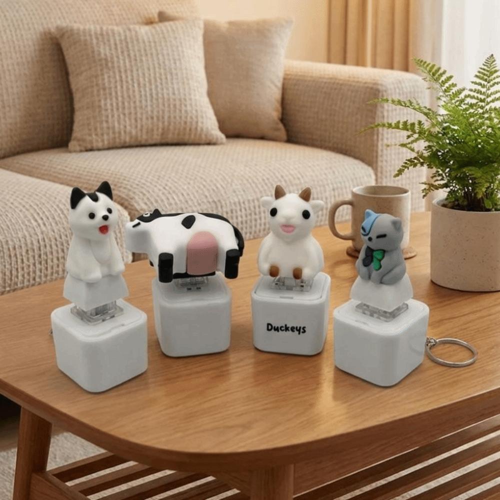 Glowing Animal Sound Light Fidget Keychain Rechargeable Fidget Button Key Chain Backpack Pendant
