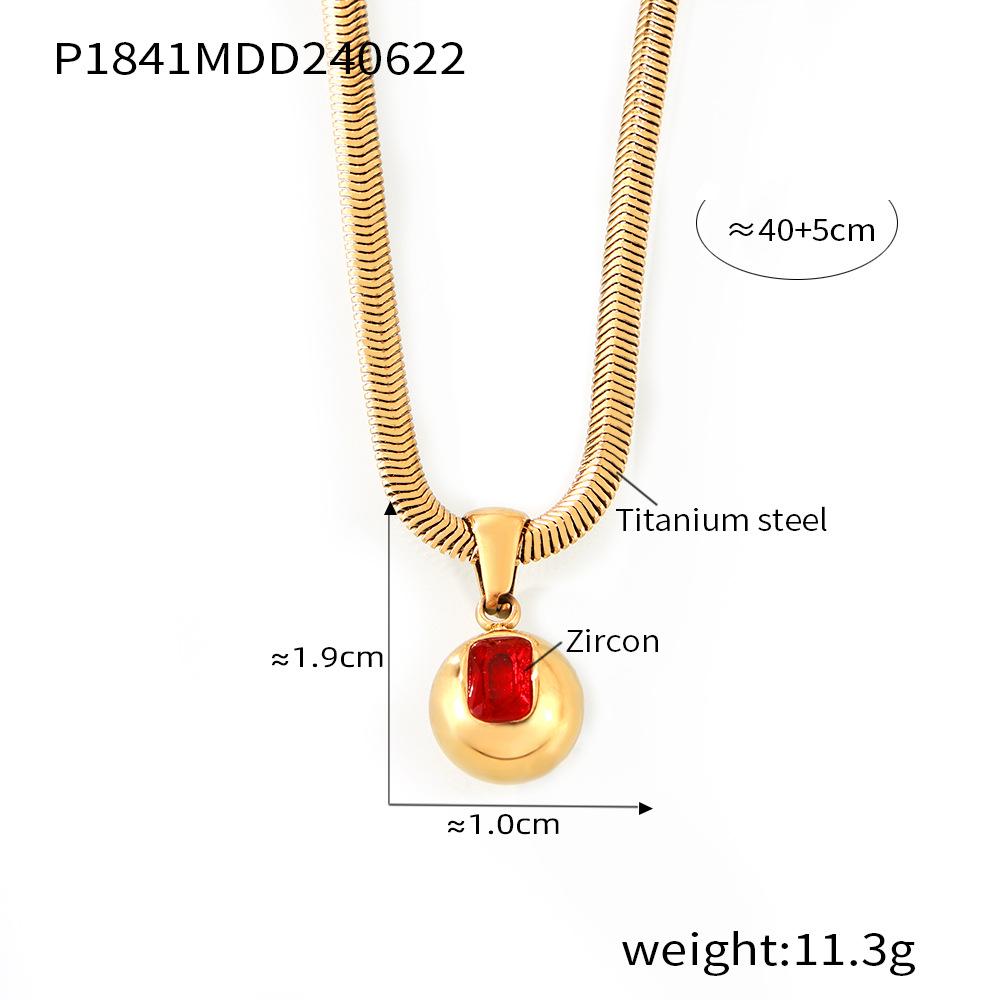 18k Gold-Plated Titanium Steel Zircon Geometric Pendant Necklace