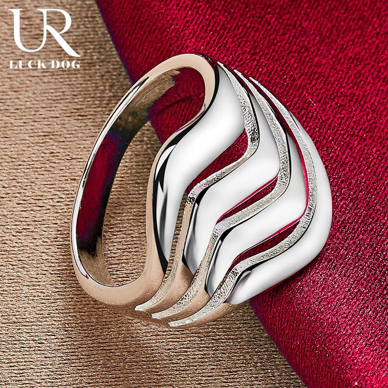 Inel cu suprafață netedă cu patru linii din argint 925 Bijuterii de nuntă la modă