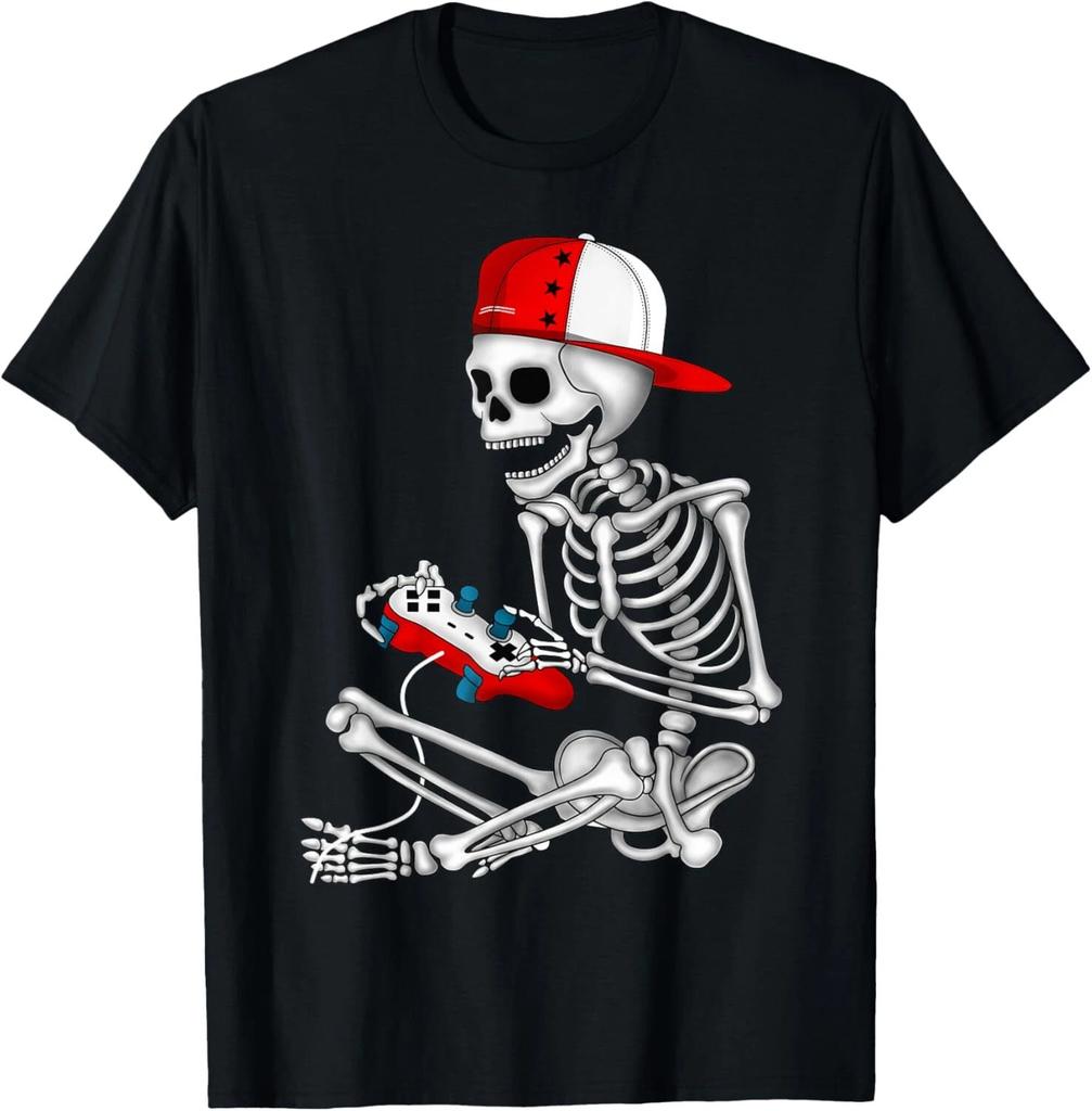 Halloween Skeleton Gamer Video Gaming Gift For Boys Men Gift Unisex T-Shirt