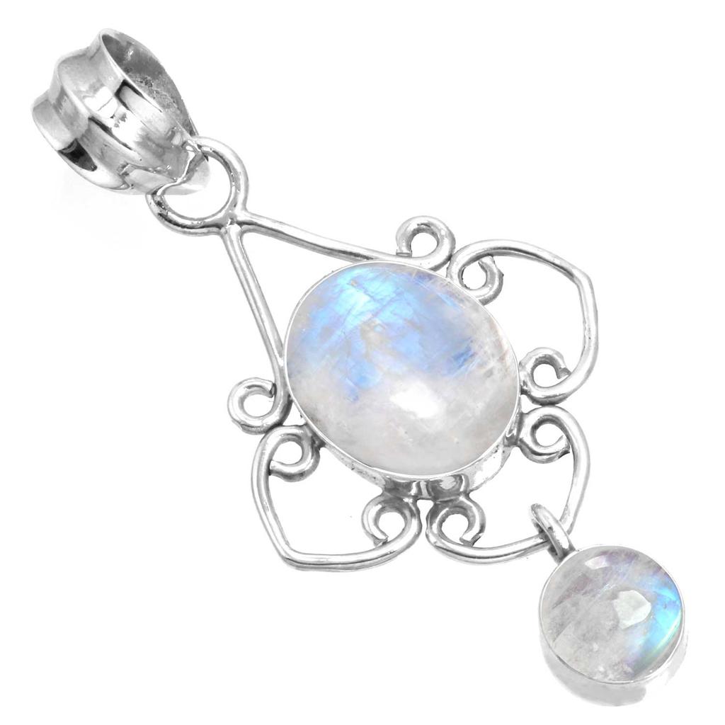 925 Sterling Silver Pendant Women Gemstone Handmade Jewelry Easter Gift Malachite Moonstone Rose Quartz Red Stone Smoky Topaz Tiger Eye Vintage