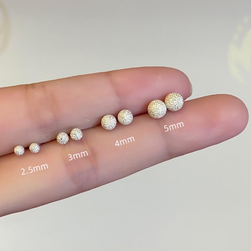 2025 New Style 925 Sterling Silver Round Bead Stud Earrings for Women - Ear Cartilage Care Jewelry