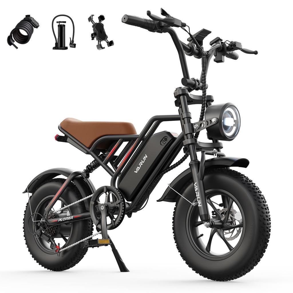 Varun Plorer Fat Electric Off Road Motorcycle 16 Inch Fat Tires 500W 48V13Ah Battery Outdoor Riding Electric Bike Adult E-Mountain Bike
