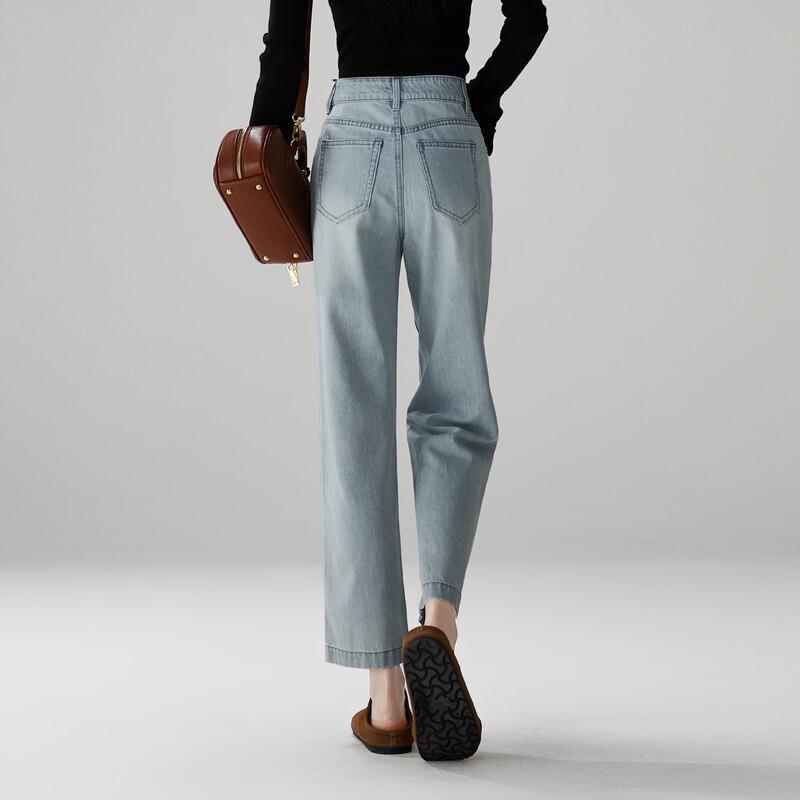 SOFSIL 2026 Spring Retro High-Waist Cropped Straight-Leg Jeans