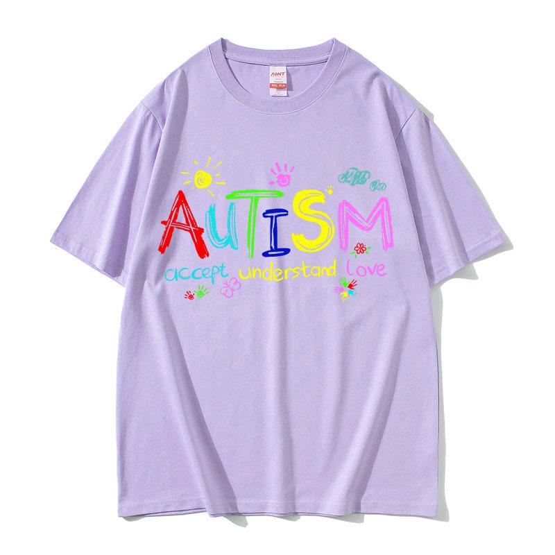 Autism Accept Understand Love Funny Meme T Shirts Men Women Casual Cotton Vintage Short Sleeve Oversized T-shirt Male Streetwear