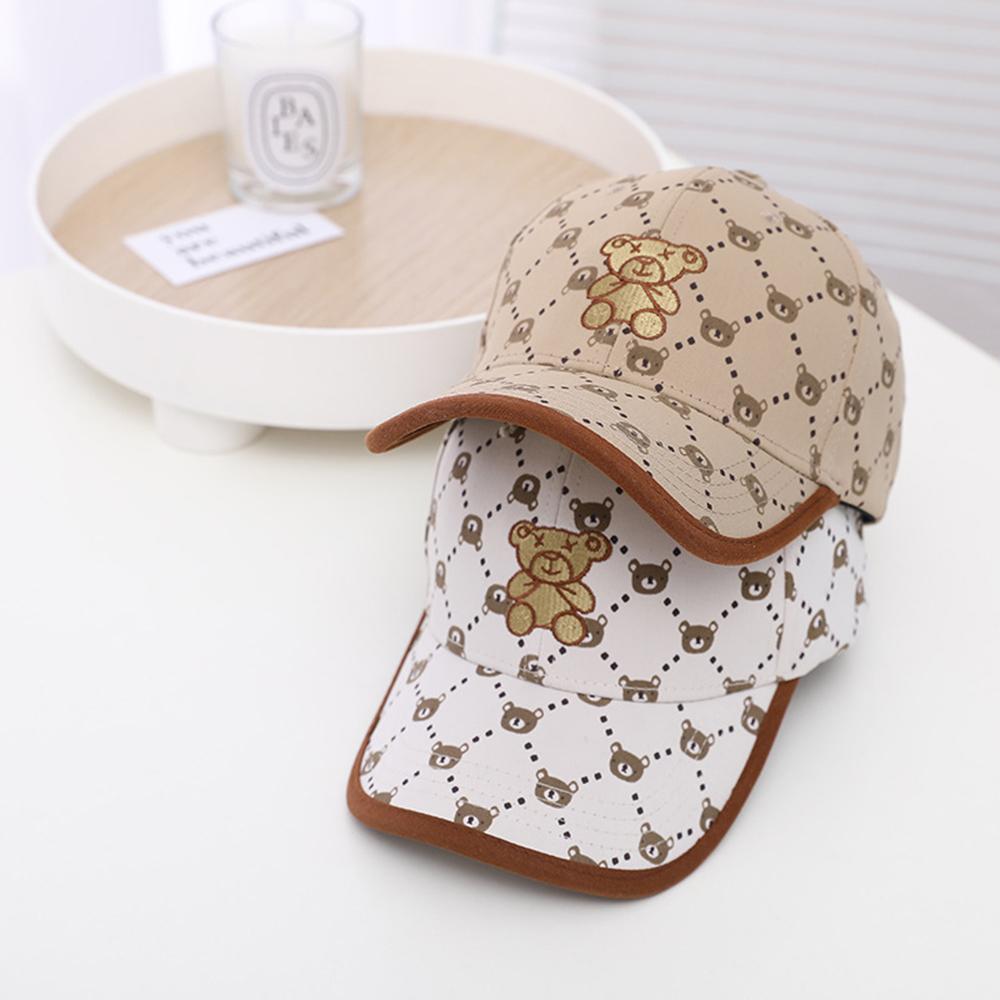 Outdoor Children Caps Cartoon Little Bear Embroidered Words Baseball Cap Boys Girls Mesh Summer Hats For Kids 3-8 Years