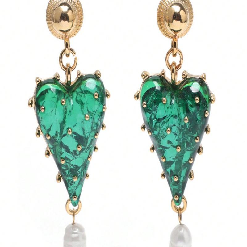 1 Pair Vintage Elegant Heart-Shaped Pearl Earrings, Luxury Gift for Valentine's Day, Christmas, Suitable for Women's Daily Wear and Gatherings