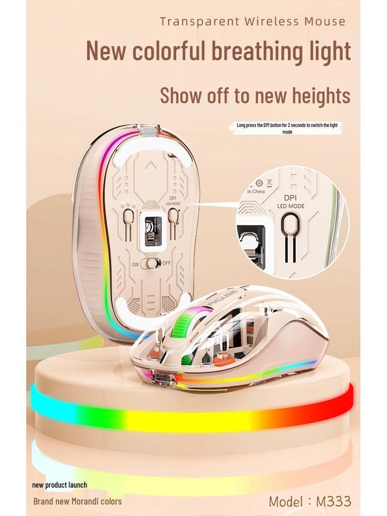 Bobcat Silent Bluetooth Mouse - Transparent, Wireless, 3 Modes, TYPE-C Charging, Universal Compatibility