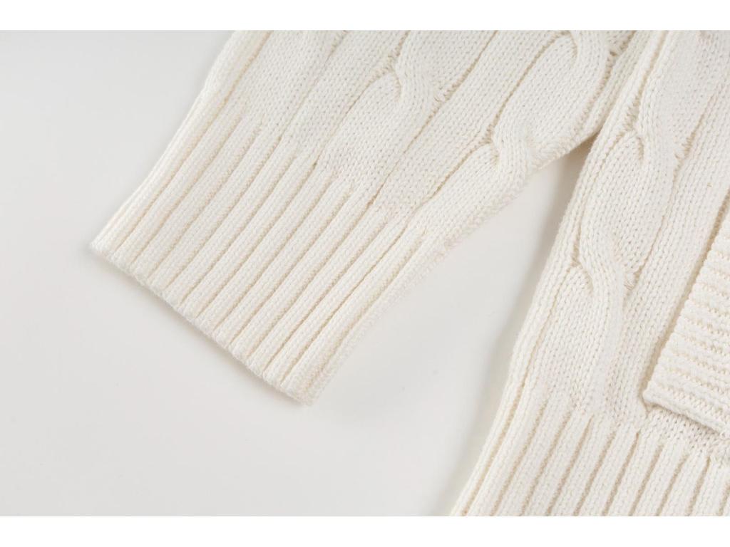 25ss Jesienno-Zimowy Wysokiej Jakości Kardigan z Splotu Warkoczowego z Kodem do Skanowania i Małym Haftowanym Logo