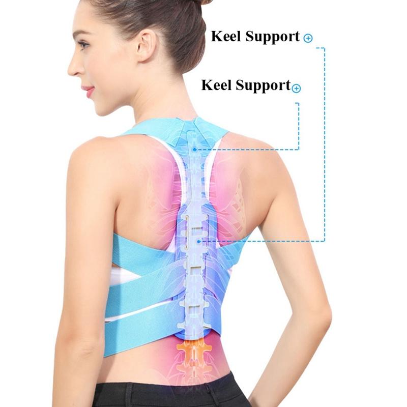 

020 Adult Hunchback Corrector Elastic Body Posture Correction Belt Adjustable Back Brace Blue/L