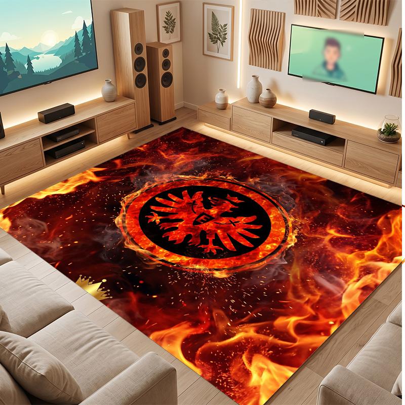 Eintracht Frankfurt Football Print Crystal Velvet Rug, Comfortable Water Absorbent Non Slip Indoor Floor Carpet