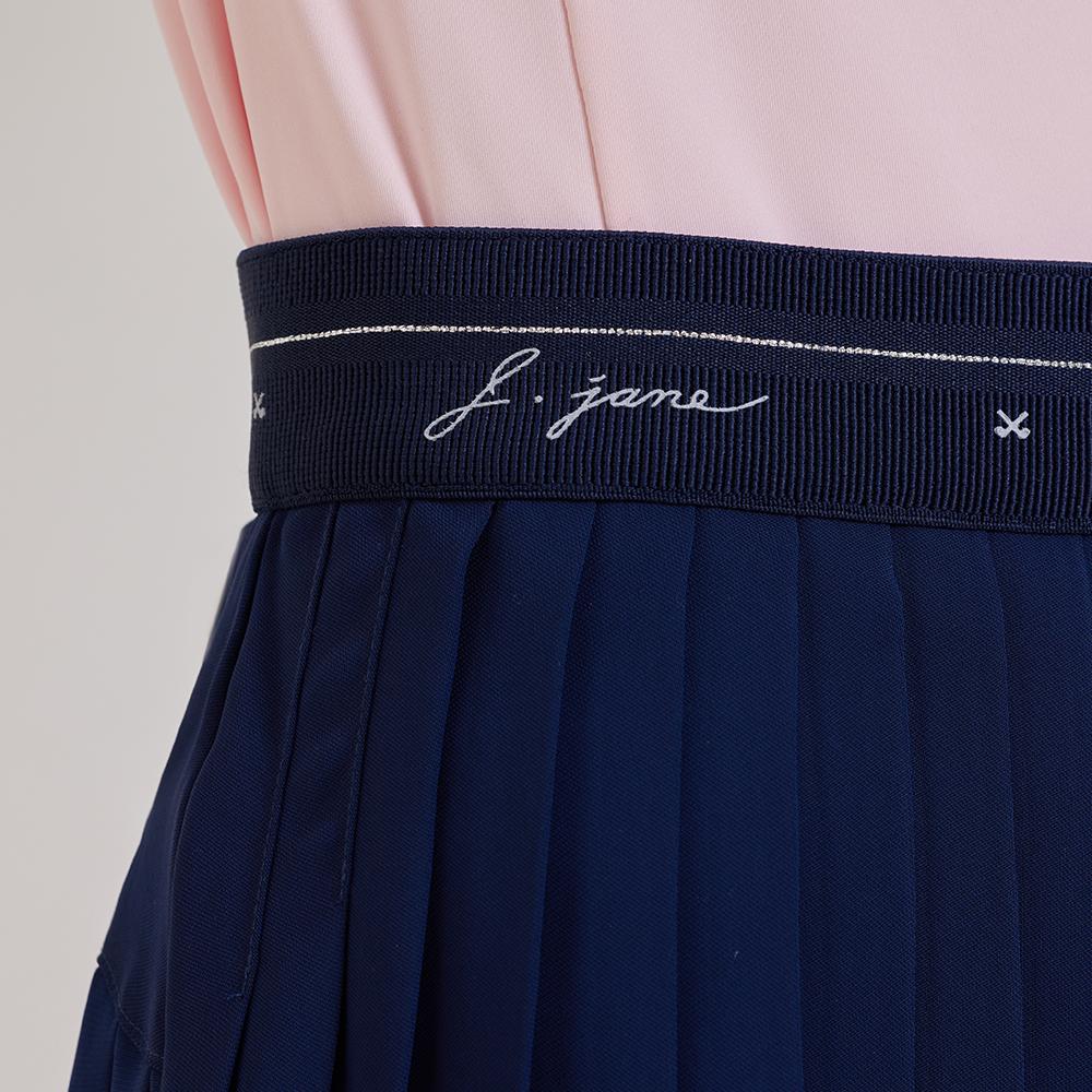 J.JANE Asymmetrical Chiffon Pleated Skirt (Navy)