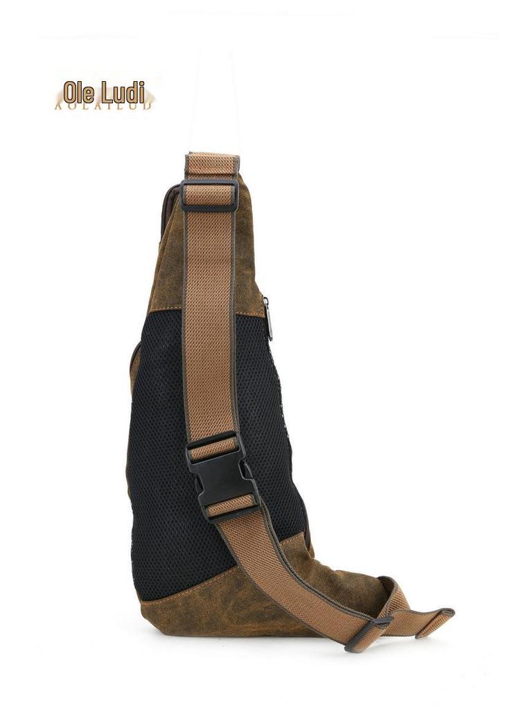 Retro Canvas Crossbody Crescent Bag - Large Capacity Men's Chest Bag