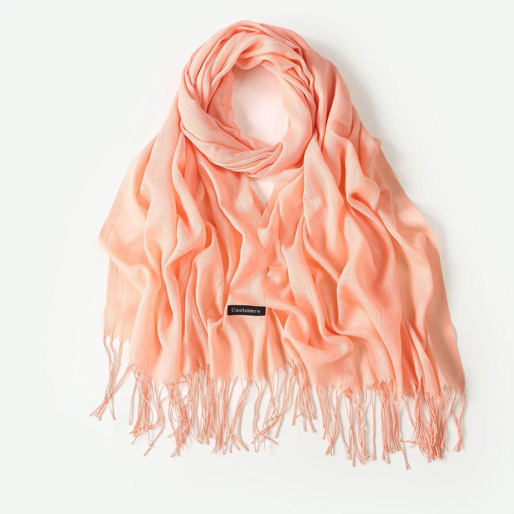 Trendy Niche Silk Scarf: Bamboo Yarn Tassel Shawl for Women