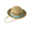 Spring and Summer New Children's Fashion Casual Hollow Hand-woven Dome Curled Edge Large Pearl Chain Straw Hat Outdoor Catwalk Hat