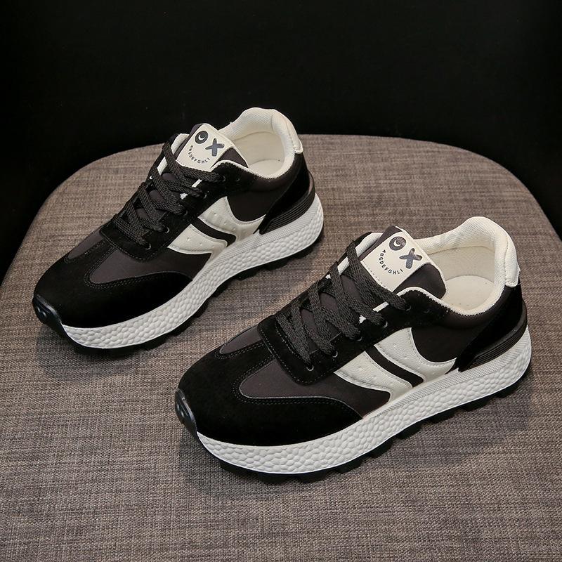 Fashion Platform Sneakers for Women 2026 Spring Lace Up Sports Running Shoes Woman Non Slip Thick Sole Increase Casual Sneakers