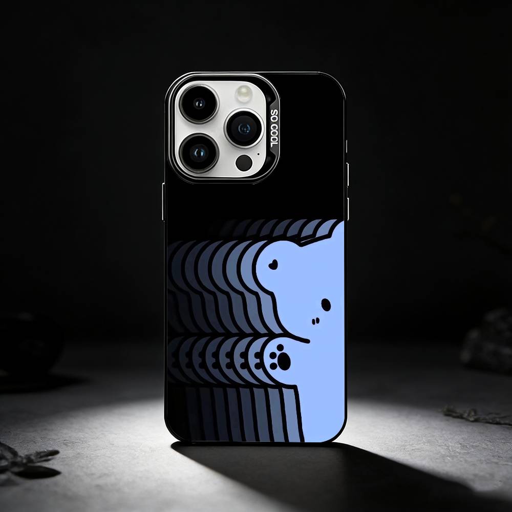 Phantom Gradient Cartoon Phone Case For iPhone 17,16,15,14,13,12,11 Plus,Pro Max,XS,Colored Silver Phone Case