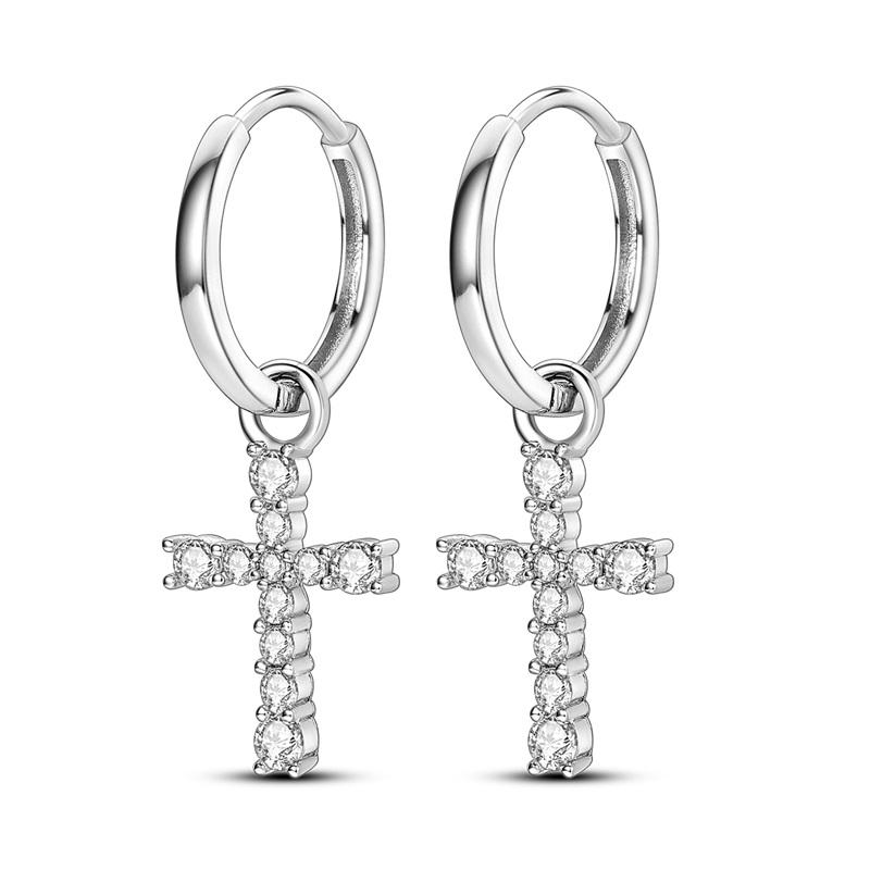 New 925 Silver Sparkling Heart Shape Women Earrings Brilliant Wedding Engagement Star Earrings Jewelry Gift