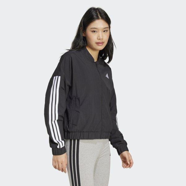 adidas Women S eSSentialS 3 Stripe lifeStyle Woven Bomber Jacket