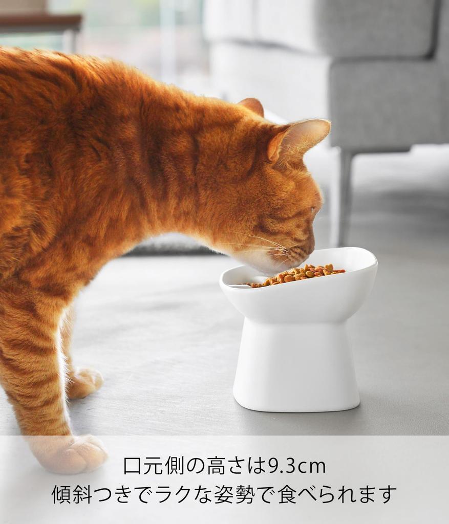 Yamazaki Nooks Ceramic Pet Food W12 x D12 x with Dishwasher and Microwave Product Number 10557 Bowl, Slanted, H11.5cm, White, H11.5cm, Slanted,