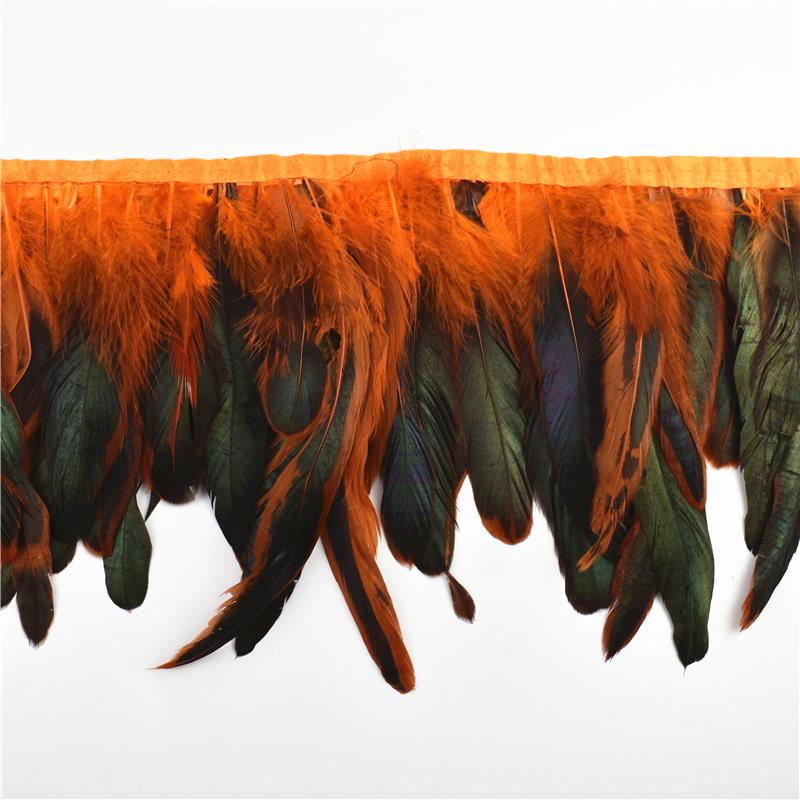 10Meter Rooster Feathers Fringe Trim On Tape Chicken Cock Pheasant Feather for Clothes Ribbon Sewing Flecos Decoration