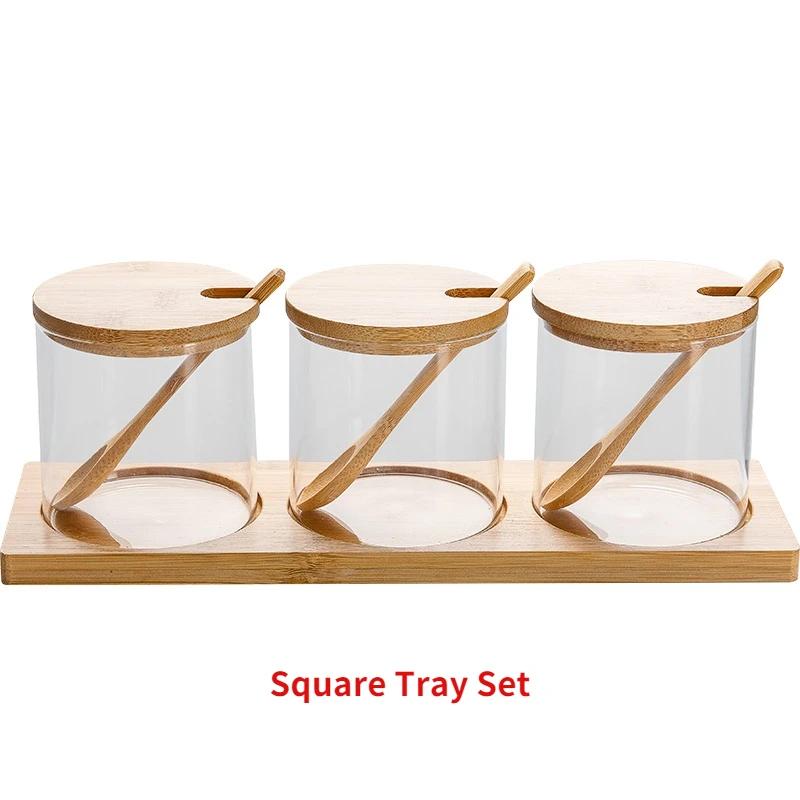 

Стеклянная банка для хранения специй, контейнер с деревянной крышкой, банка для специй, еды, круп, кухонной соли, конфет, печенья, чая, кофе, зерен, органайзер для бутылок