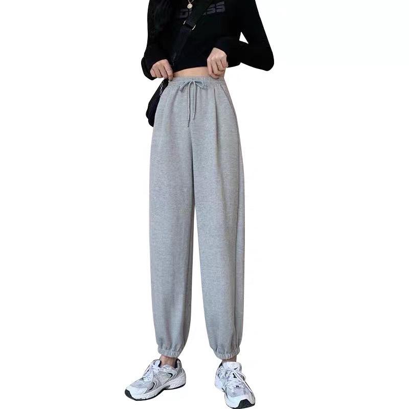 Women's Gray & Black Sports Leggings - 2023 Spring/Summer Casual Sweatpants