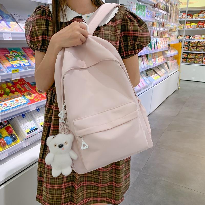 College Style Ins Simple Solid Color Student Schoolbag Spring and Summer New Large-capacity Backpack