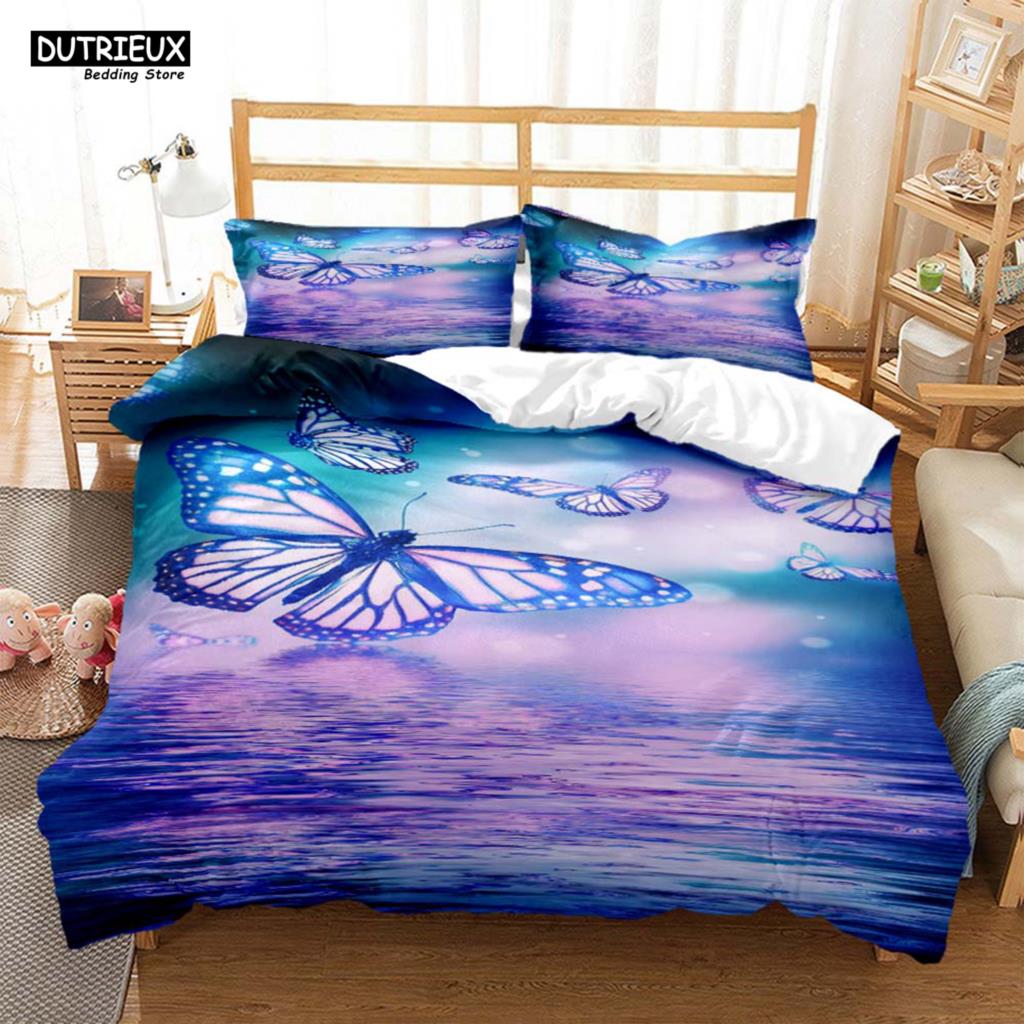 Simple And Atmospheric Butterfly Printed Bedding Soft And Comfortable Comforter Bedding Sets Complete Size Customizable