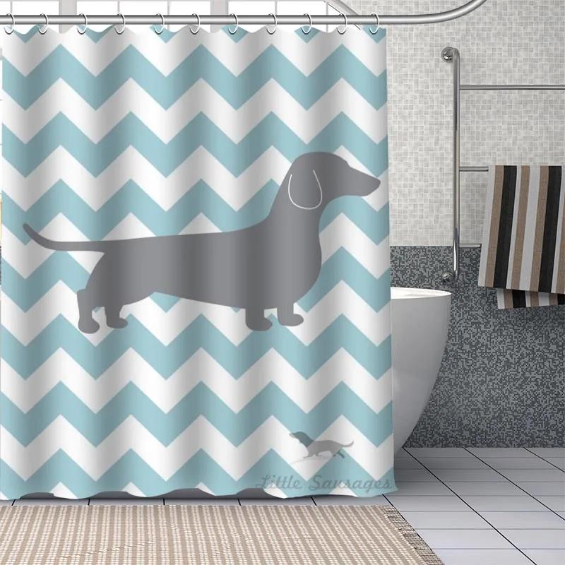 Dachshund Custom Pattern Polyester Bath Curtain Waterproof Shower Curtains Geometric Bath Screen Printed Curtain For Bathroom