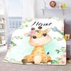 Personalized Name Blanket Cartoon Animal Digital Print Flannel Blanket Fun Gift Blanket