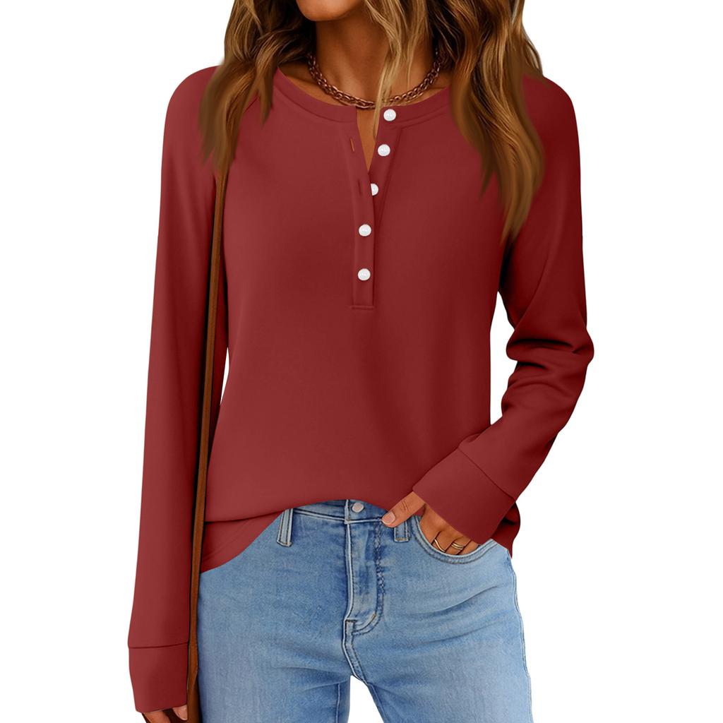Women's Fashion  Loose Long Sleeve Round Neck Casual Top