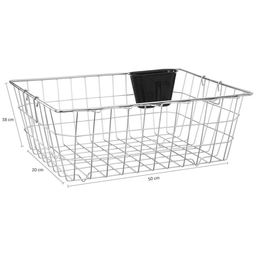 Dish Drainer with Cutlery Stand, Stainless Steel (50 Cm X 20 Cm X 38 Cm)