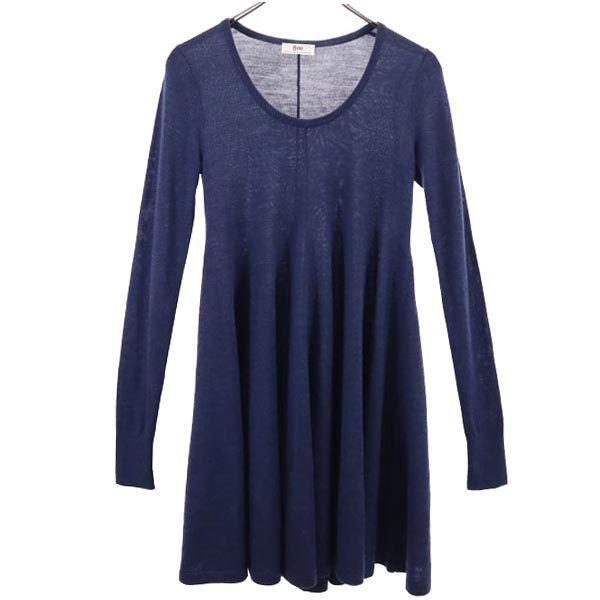 

8100 wool Long sleeve knit one piece S Navy system Ron Herman Women Used