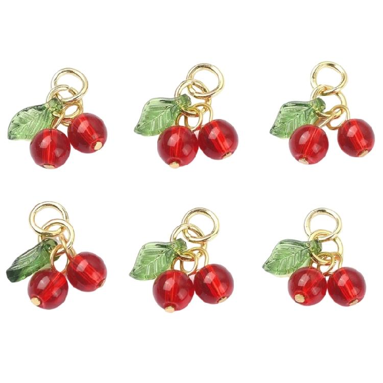 

Set of 6 Cherry Jewelry Charm Set Jewelry Attachments Unique Jewelry Pendant Bracelet Pendant Suitable for Bracelet 1
