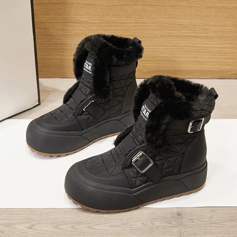 Fashion Winter Autumn Wedges Short Boots Women High Heel Snow Boots Short Plush Fur Ankle Boots Increased Internal Female Platform Shoes