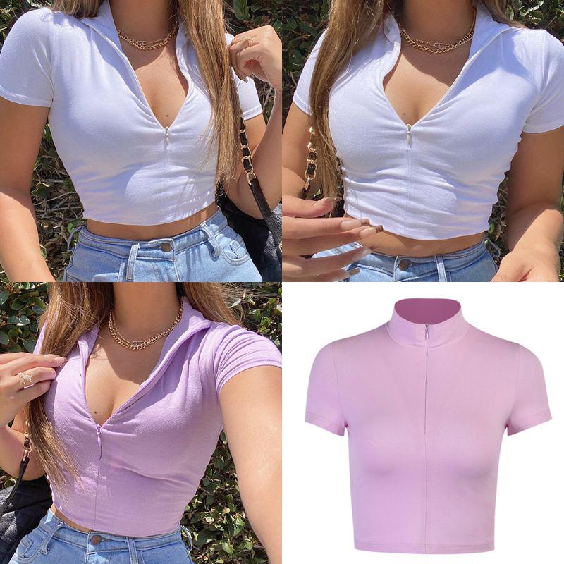 Sleeve T-Shirt Turtleneck Invisible Zip 