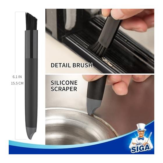 MR.SIGA crevice cleaner brush set, detail cleaning brush set, grout brush set for sinks, drains, tiles, edges, crevice brush 4 pieces
