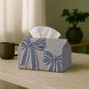 1pc Stylish Tissue Holder - Blue Bow Pattern, Water-Resistant, Versatile for Home & Vehicle Decoration, Desk, Innovative, Napkin Holder