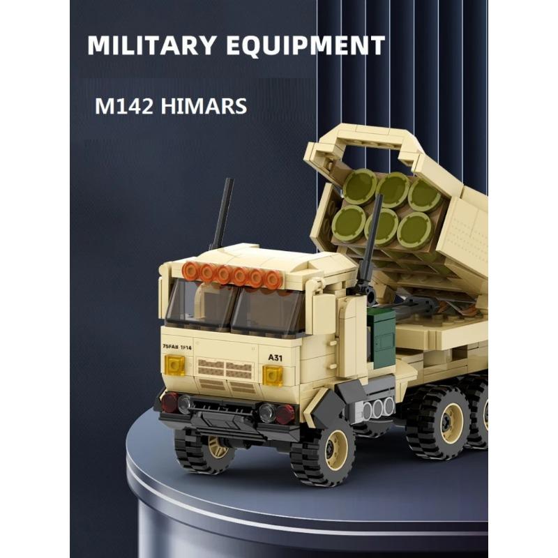 443PCS Military WW2 M142 HIMARS Boxer Armored Vehicle Building Blocks Mobility Artillery Rocket Building Blocks Kids Toys