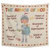 God Armor Cartoon Tapestry, Christian Bible Enlightenment Wall Hanging, Children's Bedroom Baby Room Decor