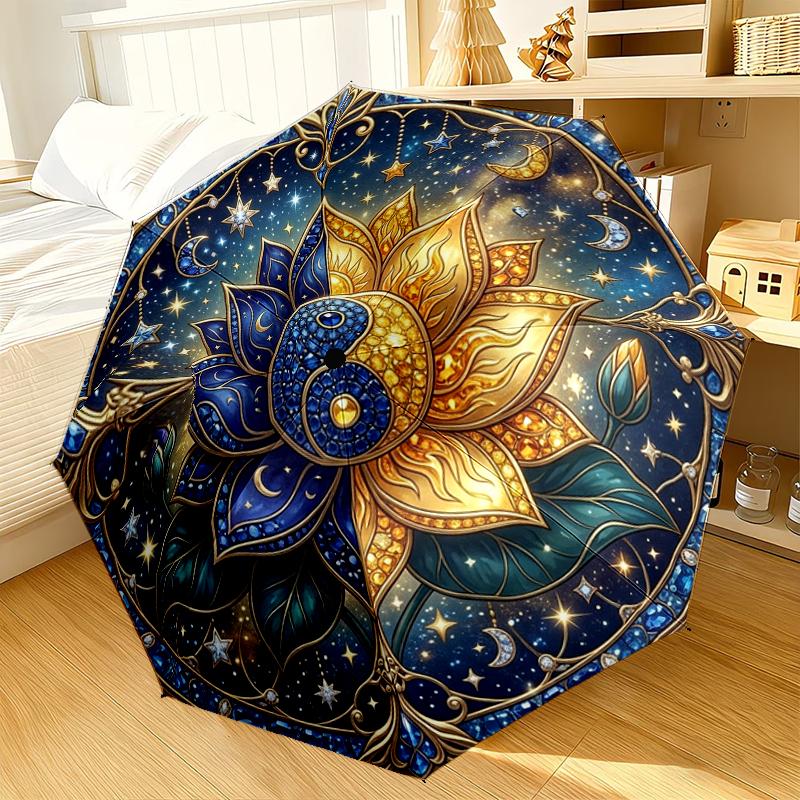 Celestial Lotus Harmony Umbrella 8-Frame for Travel, camping, Casual Lightweight Portable Umbrella, Essential for every family Holidays Gift