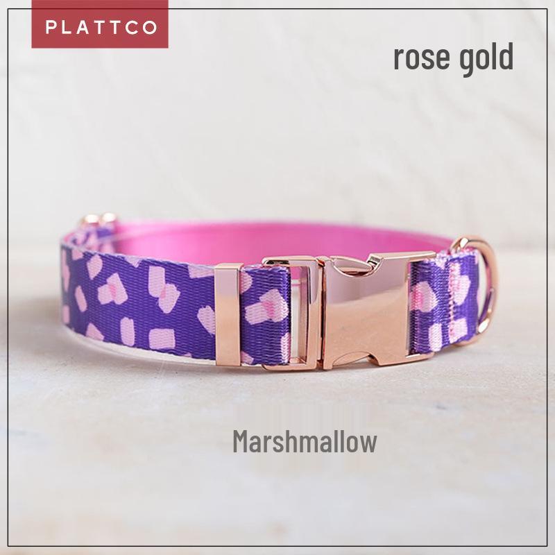 PLATTCO Marshmallow Nylon Pet Collar with Double-Layer Fabric and Metal Buckle (Model PDC318) M 2.5cm*(42-48cm)