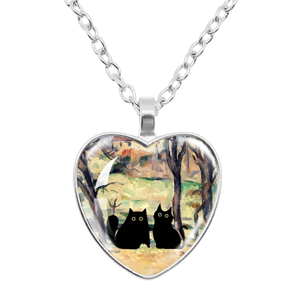Gepersonaliseerde Kitten Kat Hart Hanger Ketting Dier Vorm Kunst Foto Glas Cabochon Sieraden Kinderen En Vrouwen